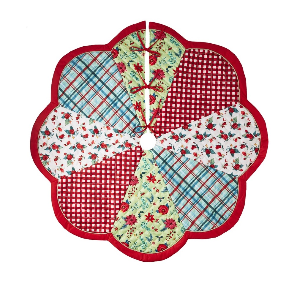 The Pioneer Woman Patchwork 48 inch Christmas tree skirt